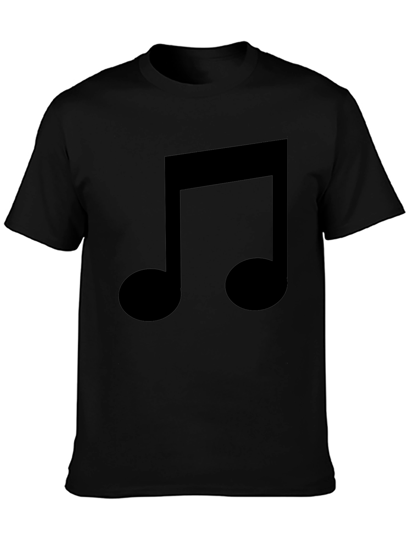 Music Note Graphic Tee - Black Cotton T-Shirt