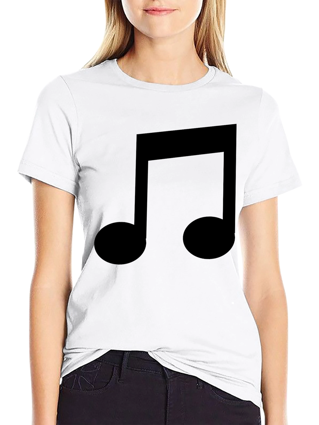 Music Note Graphic Tee - Black Cotton T-Shirt