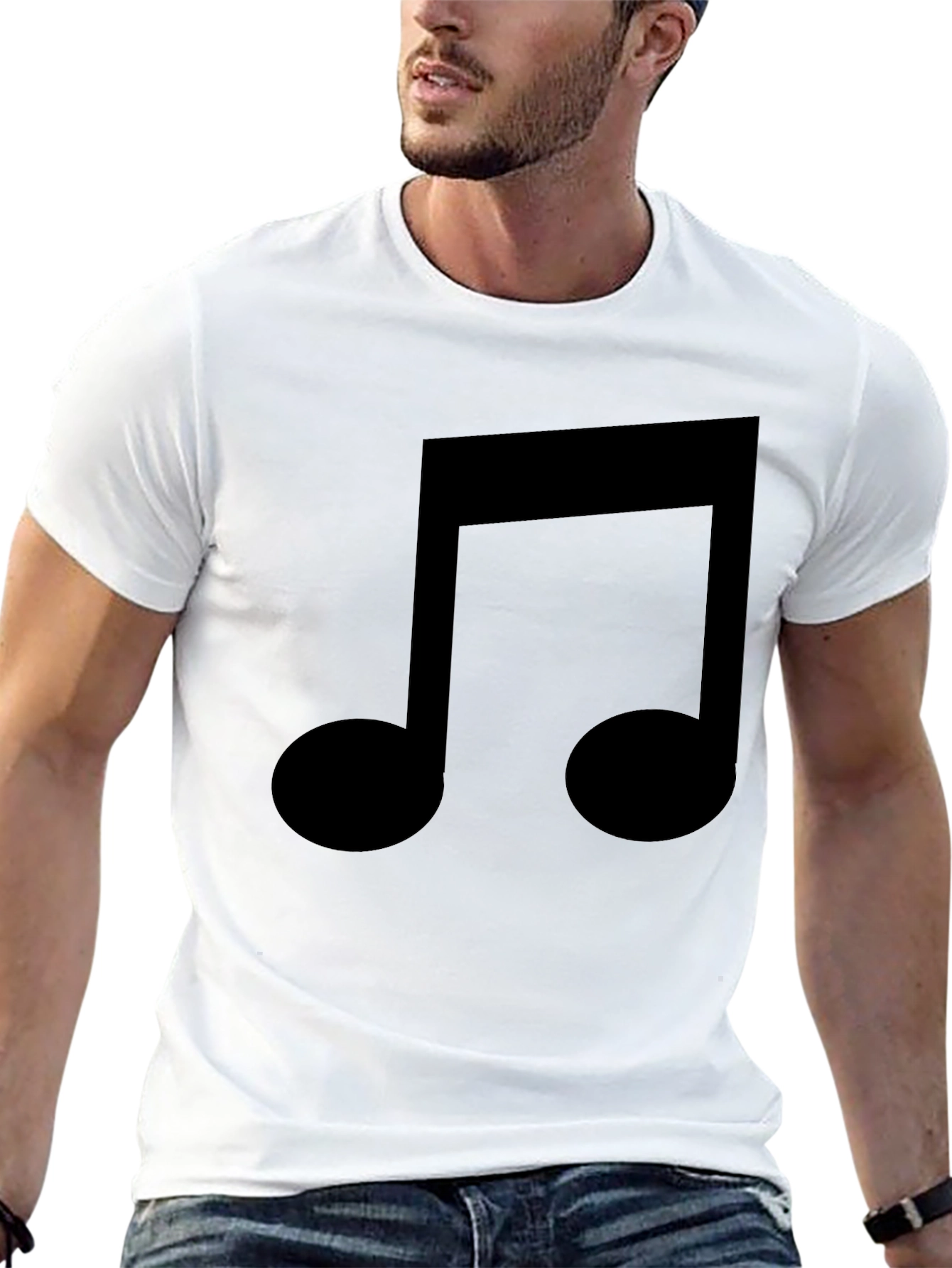 Music Note Graphic Tee - Black Cotton T-Shirt