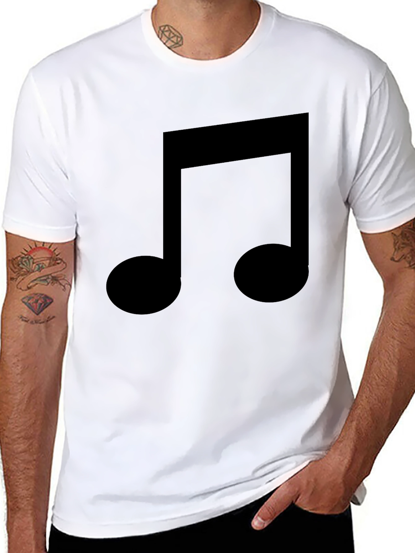 Music Note Graphic Tee - Black Cotton T-Shirt