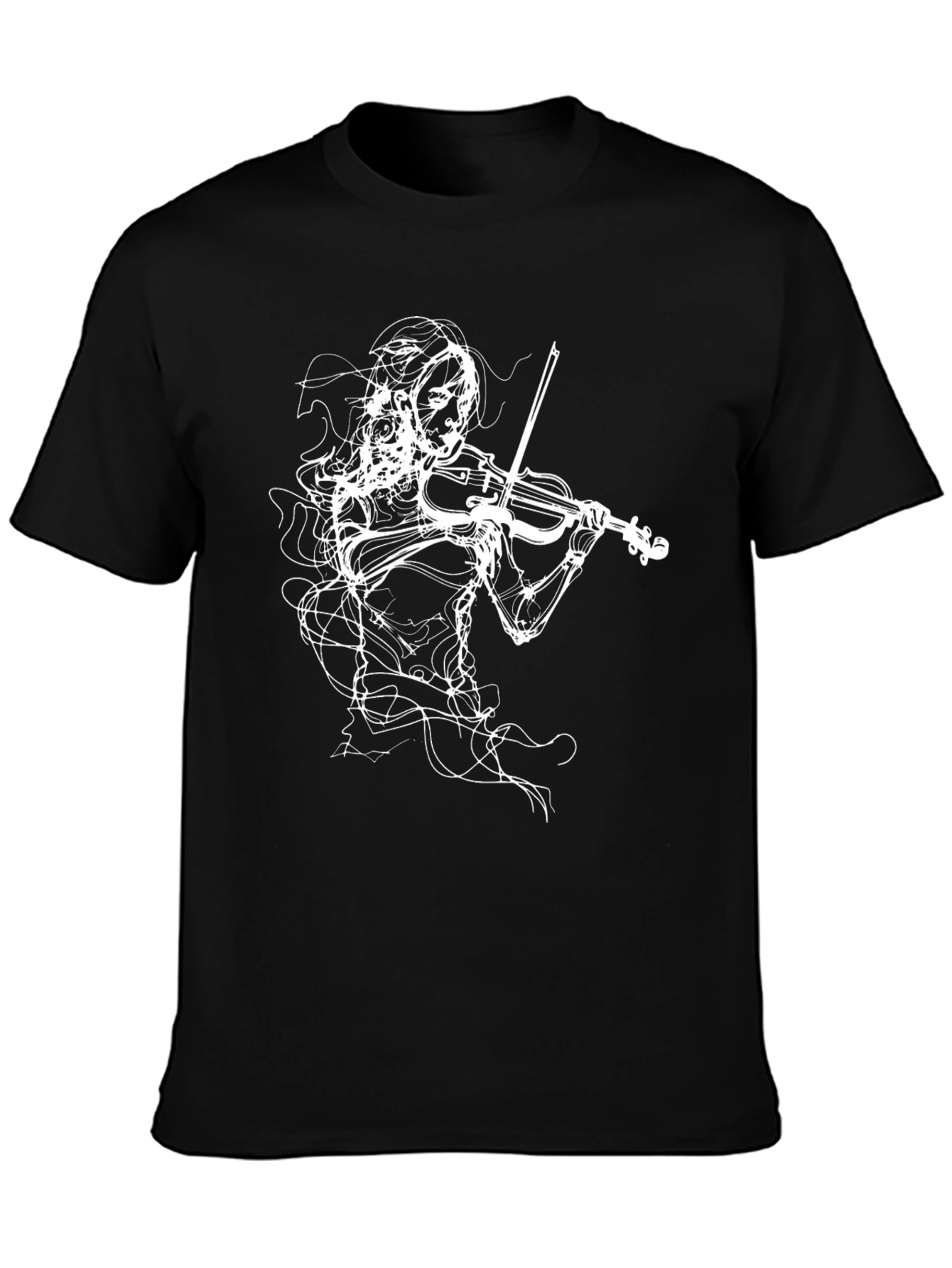 Abstract Violinist Graphic Tee - Black