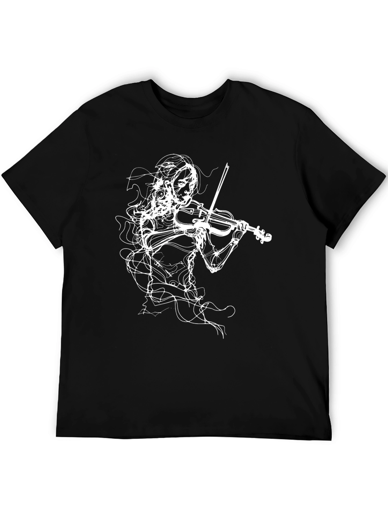 Abstract Violinist Graphic Tee - Black