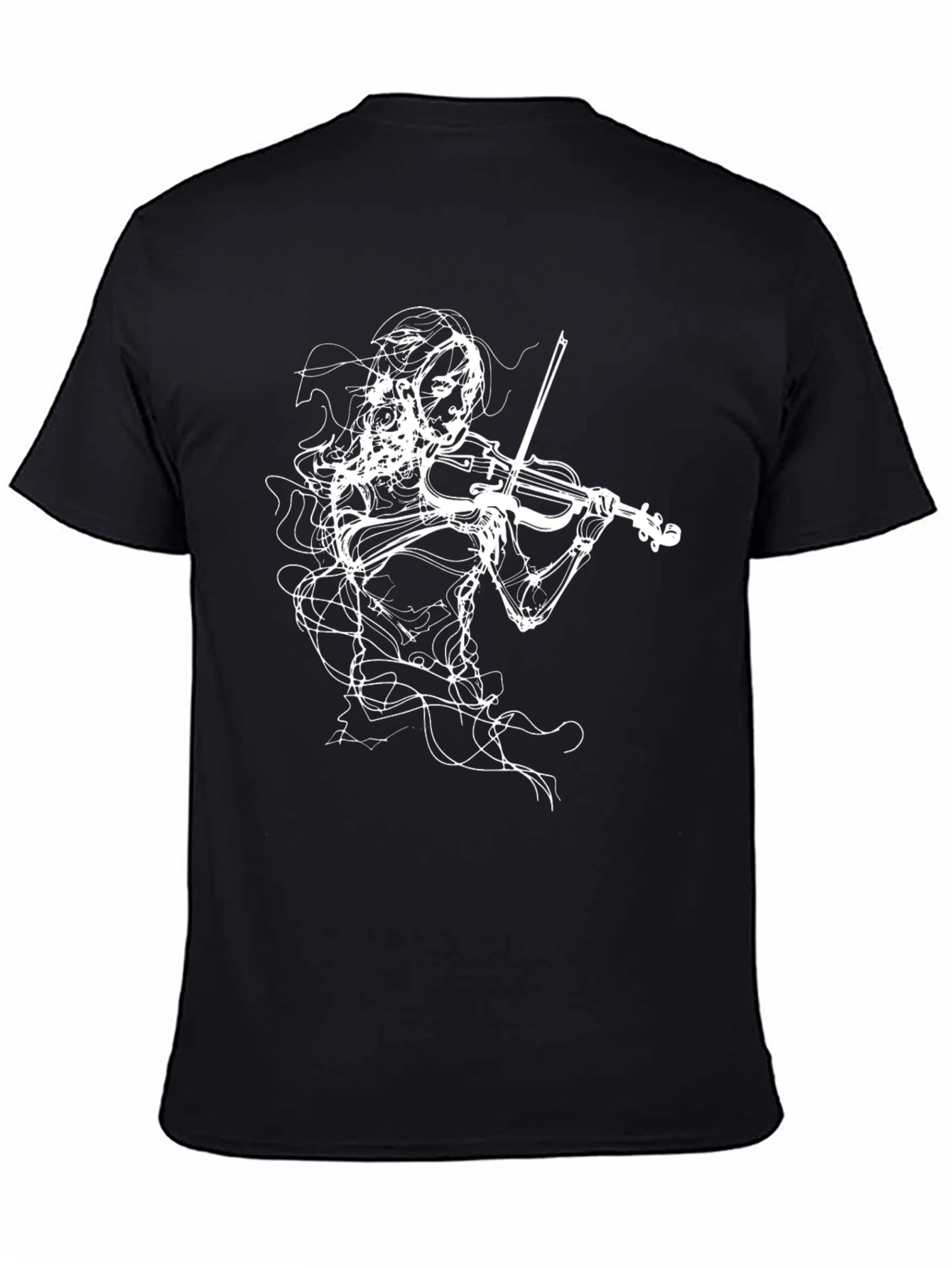 Abstract Violinist Graphic Tee - Black