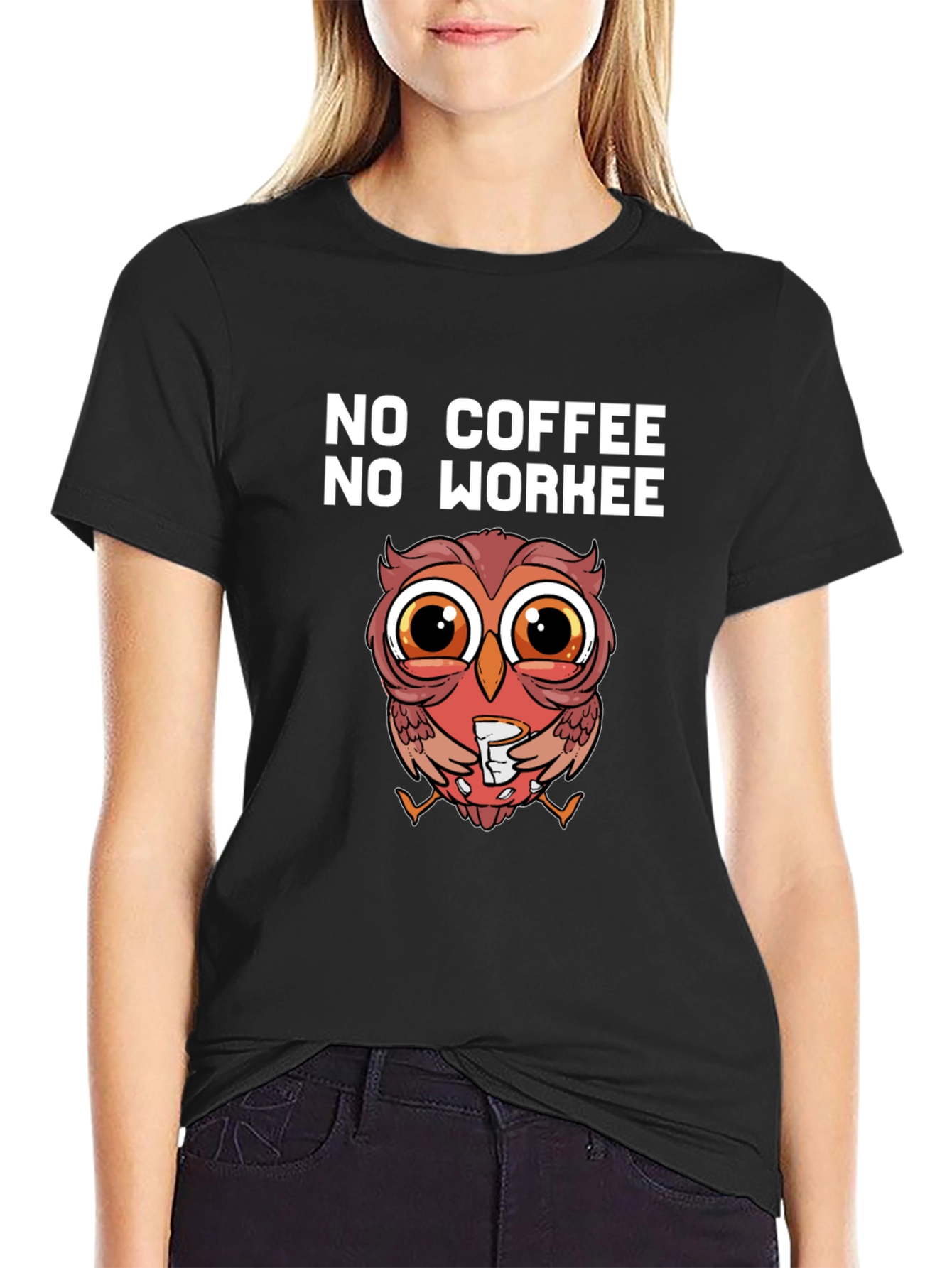 No Coffee No Workee Owl T-Shirt