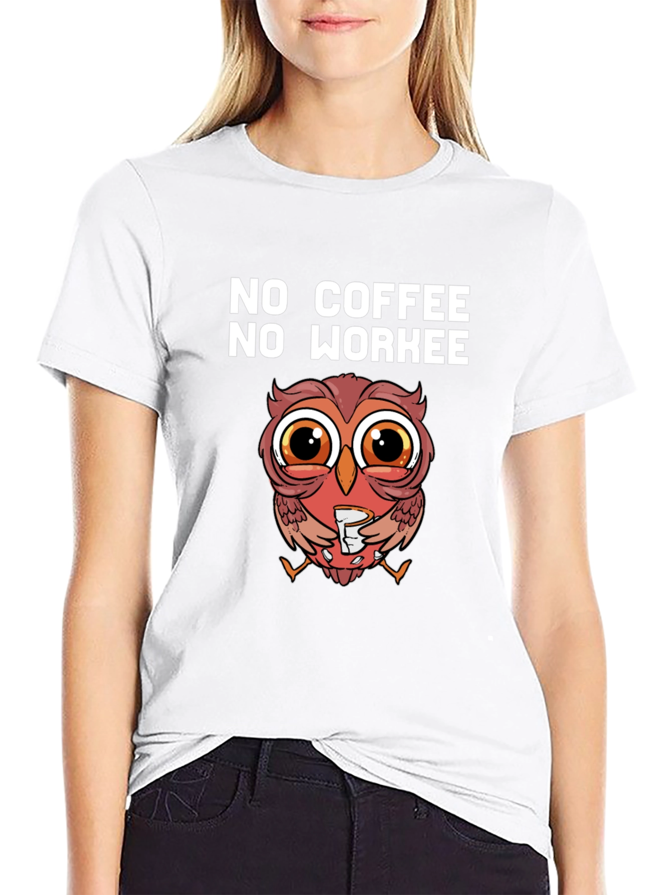 No Coffee No Workee Owl T-Shirt