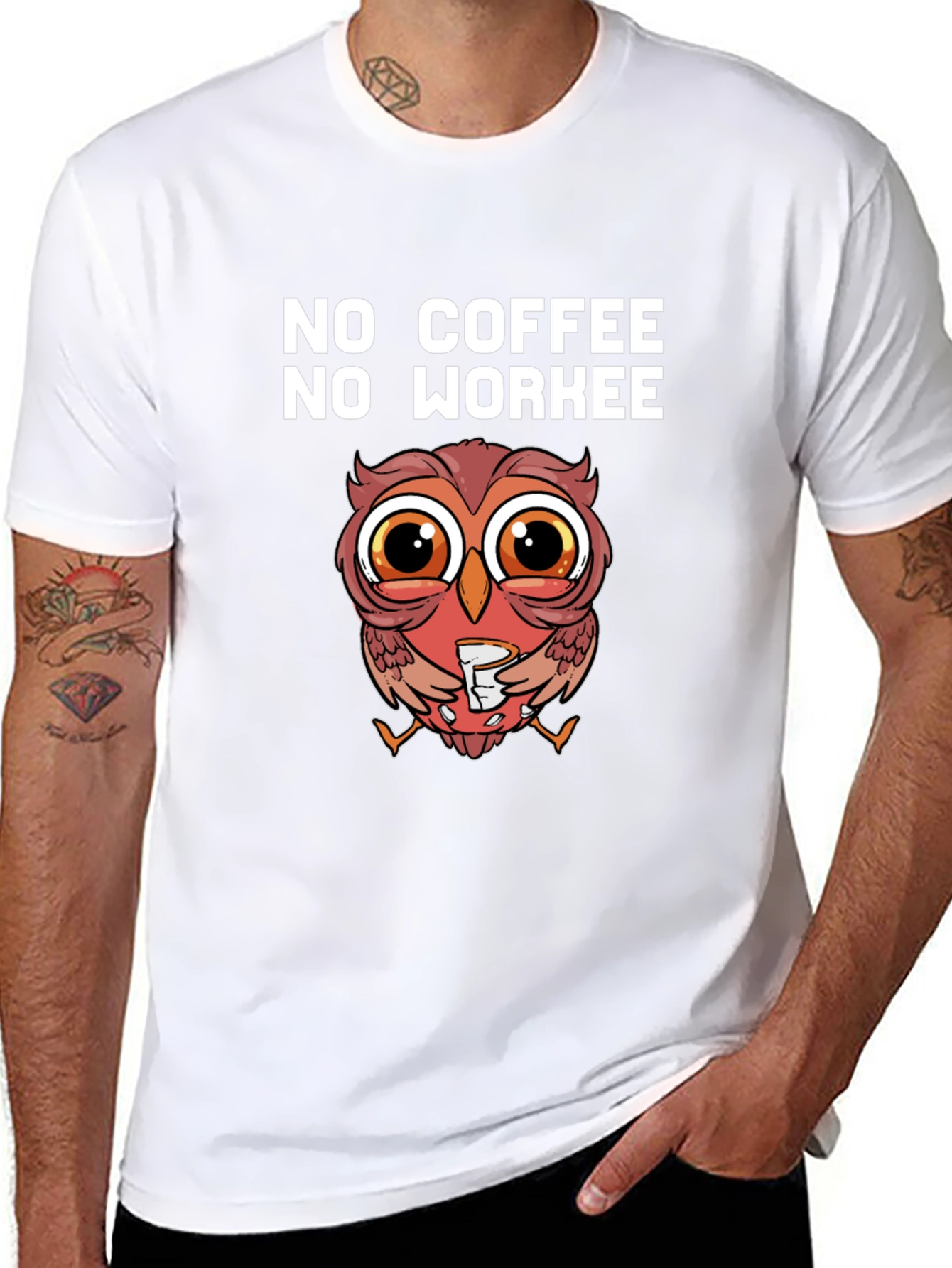 No Coffee No Workee Owl T-Shirt