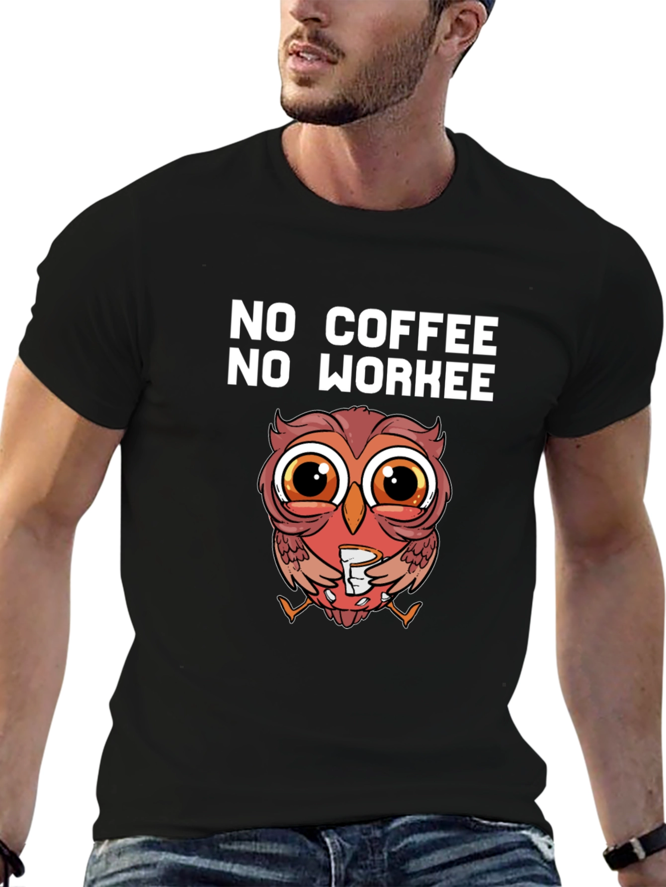 No Coffee No Workee Owl T-Shirt