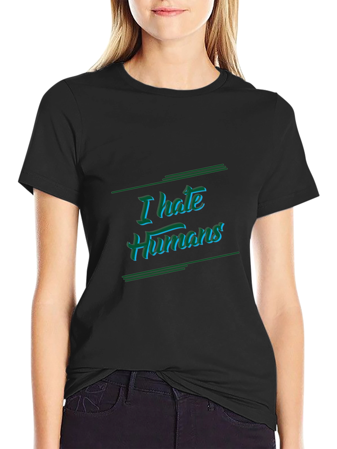 I Hate Humans Black Graphic Tee