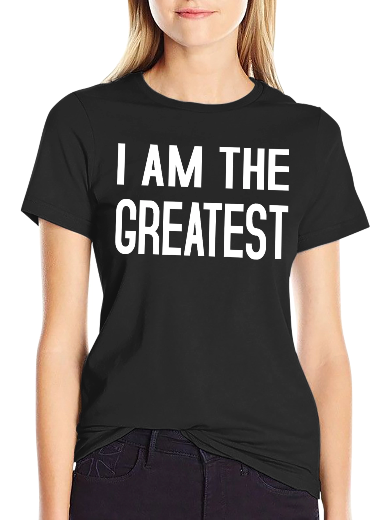 I AM THE GREATEST Black Graphic Tee Shirt