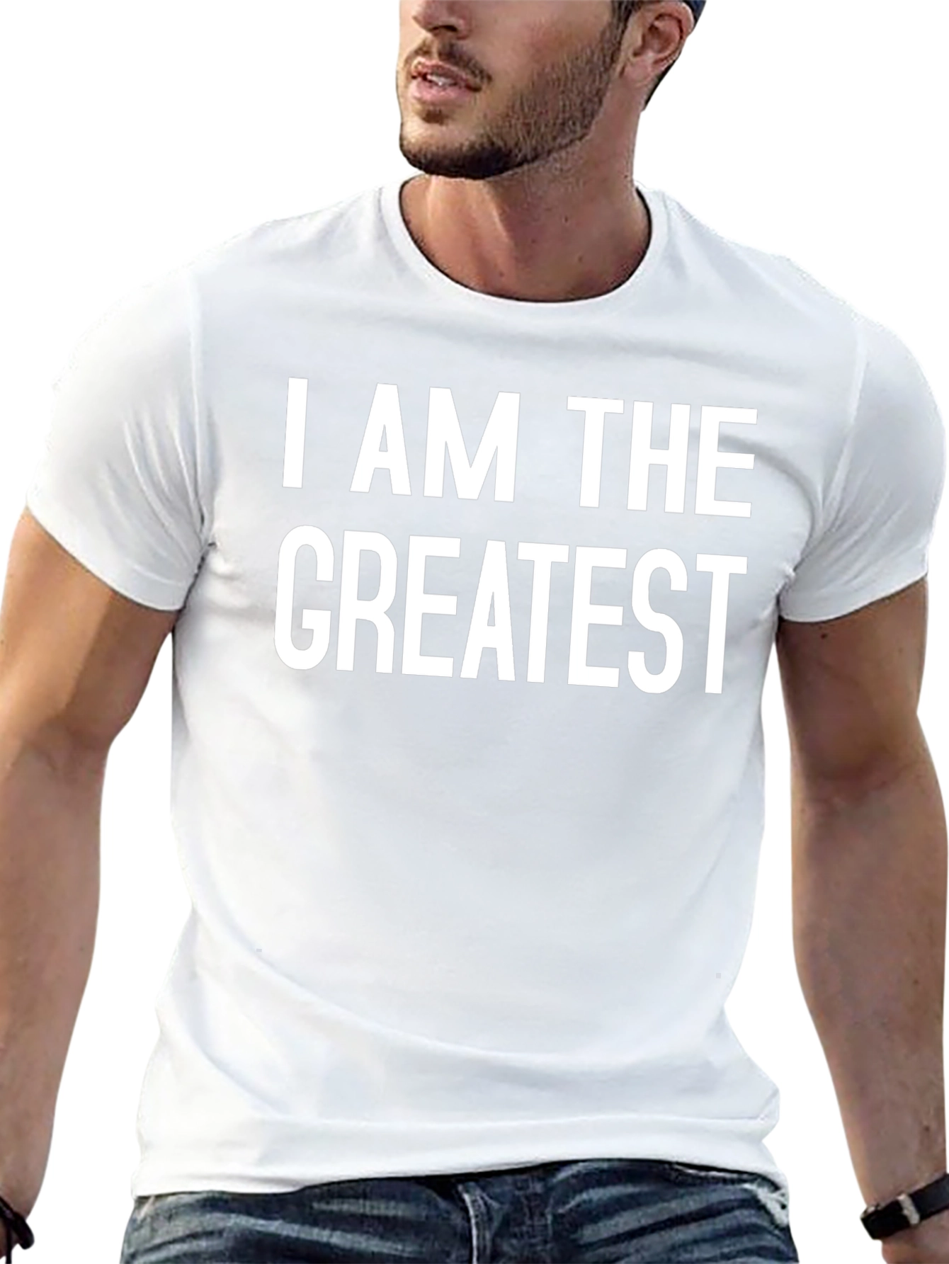 I AM THE GREATEST Black Graphic Tee Shirt