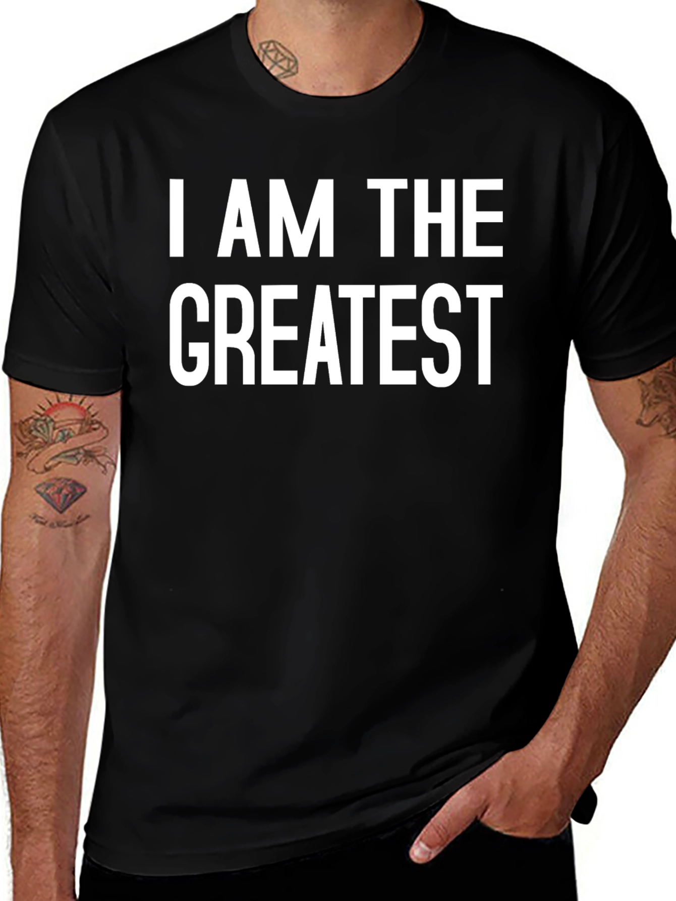 I AM THE GREATEST Black Graphic Tee Shirt