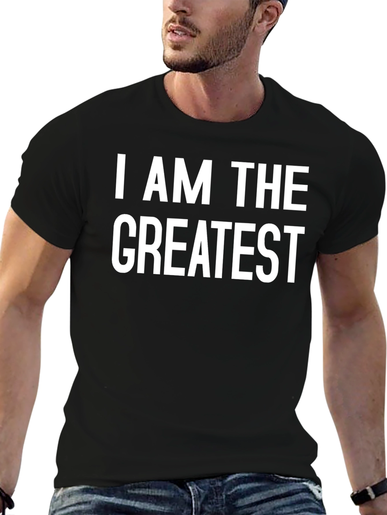 I AM THE GREATEST Black Graphic Tee Shirt