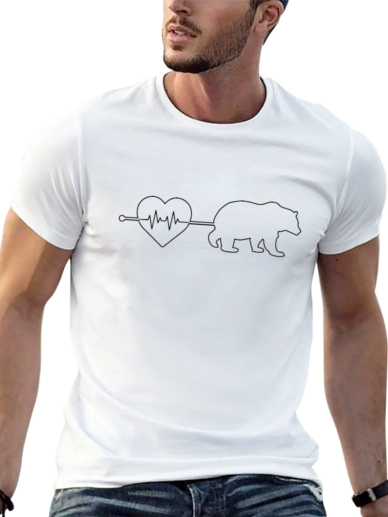 Heartbeat Bear Black T-Shirt