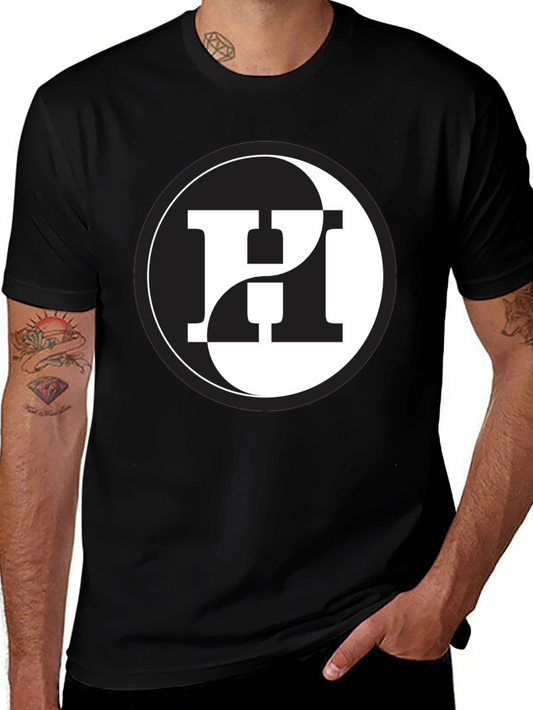 Yin Yang H Letter Graphic Black T-Shirt