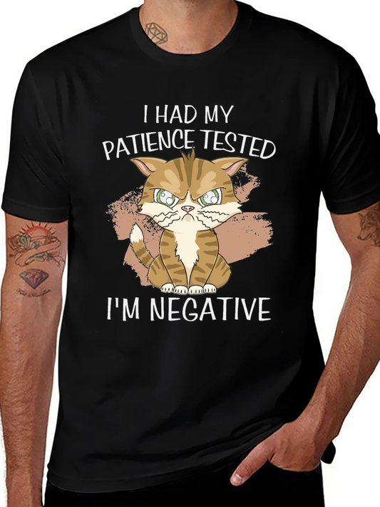 Patience Tested Negative Funny Cat Graphic T-Shirt