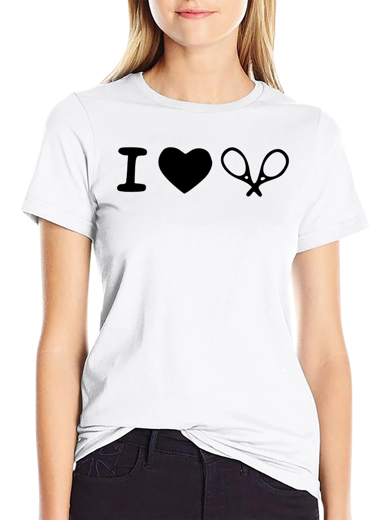 I Love Tennis Graphic Tee - Black Cotton T-Shirt