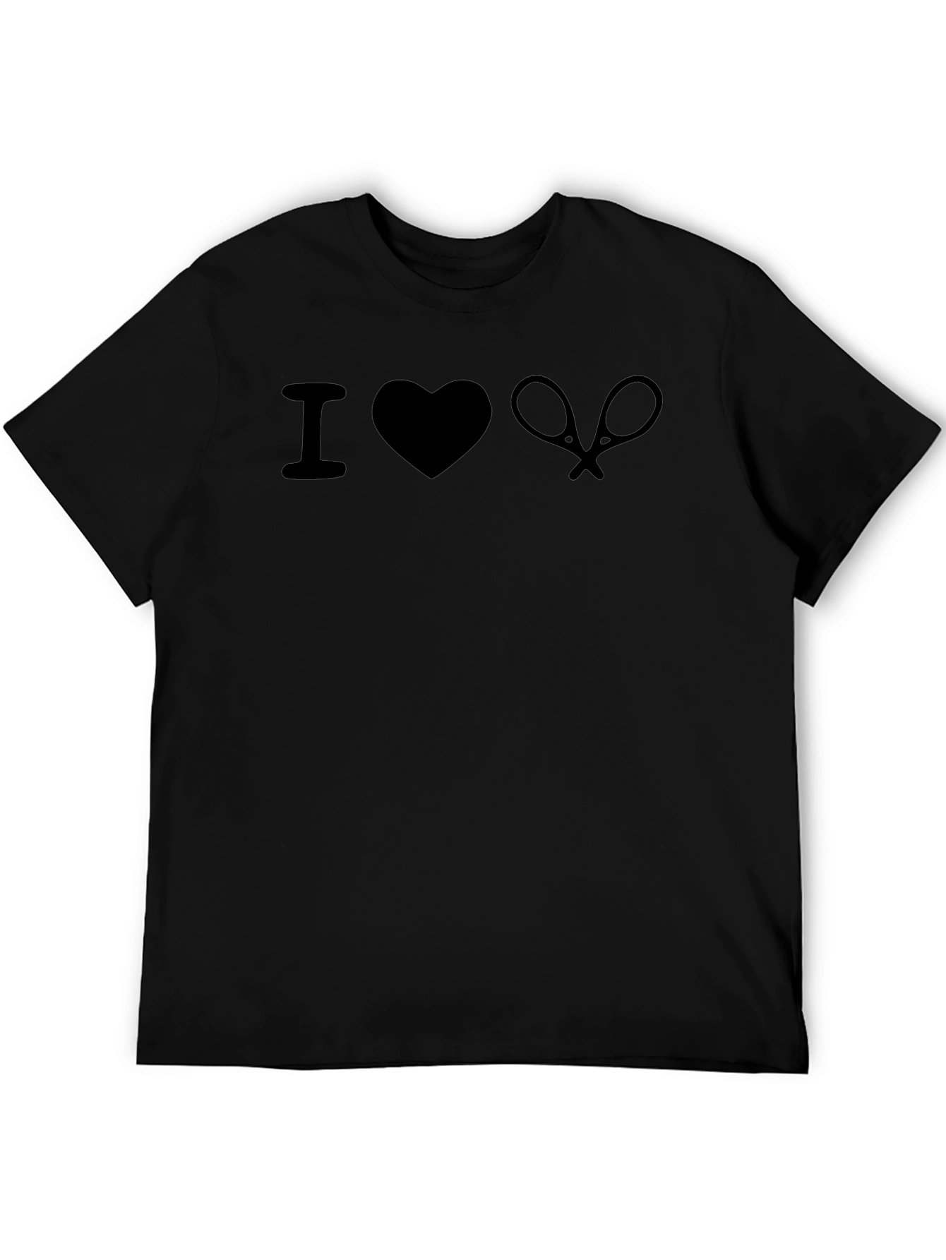 I Love Tennis Graphic Tee - Black Cotton T-Shirt
