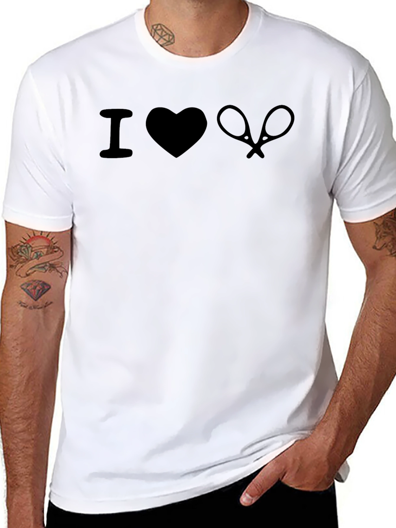 I Love Tennis Graphic Tee - Black Cotton T-Shirt