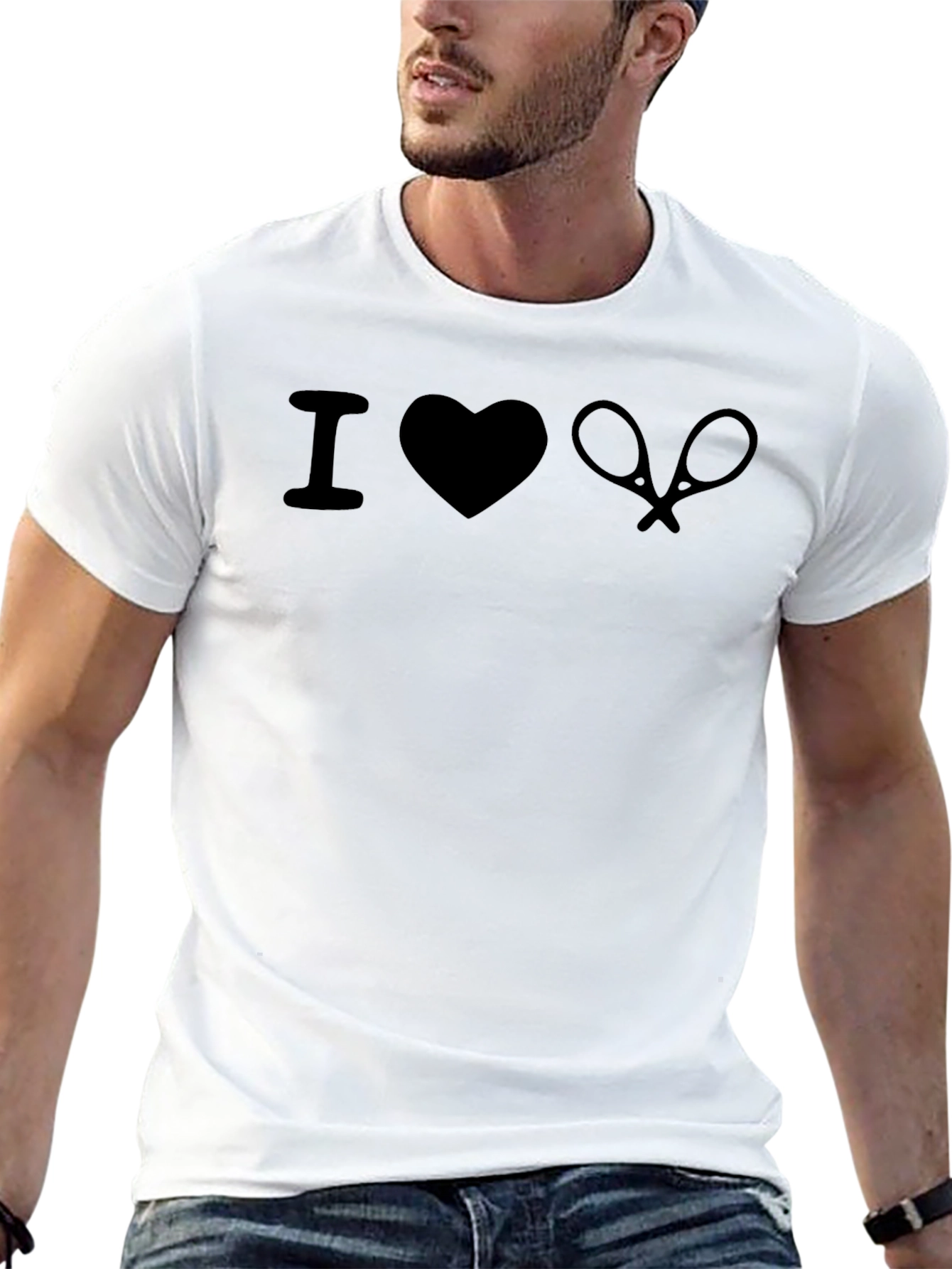 I Love Tennis Graphic Tee - Black Cotton T-Shirt