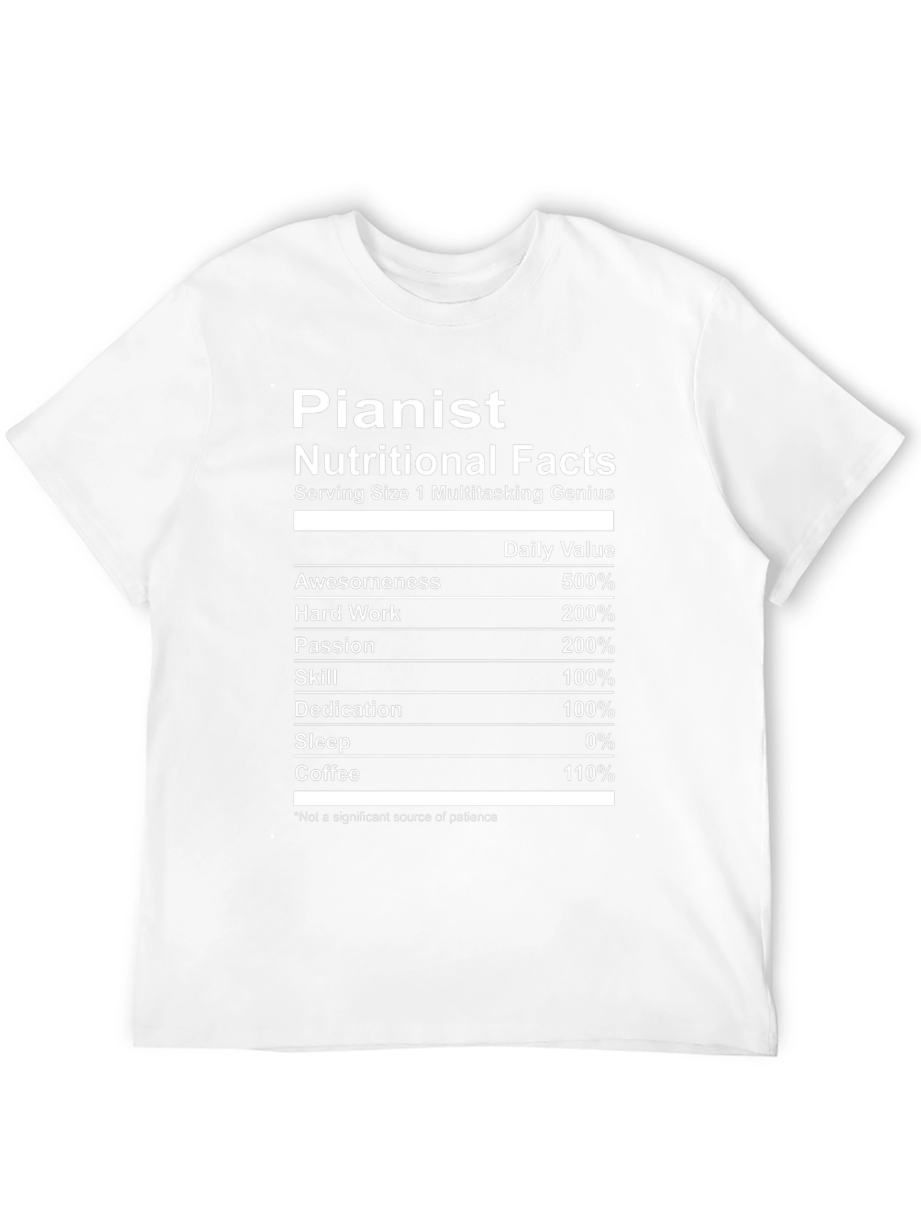 Pianist Nutritional Facts Black T-Shirt