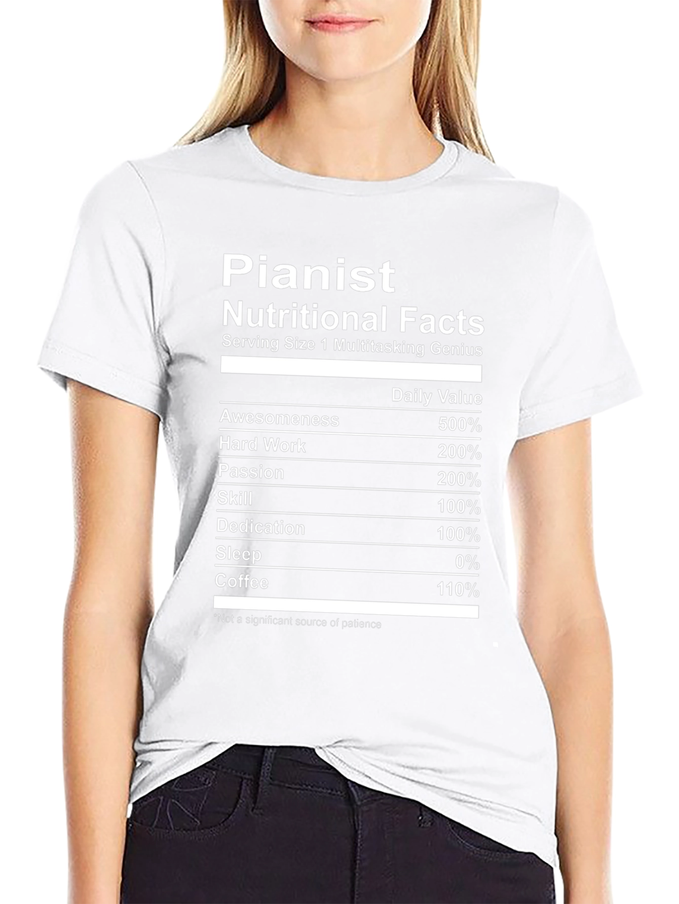 Pianist Nutritional Facts Black T-Shirt