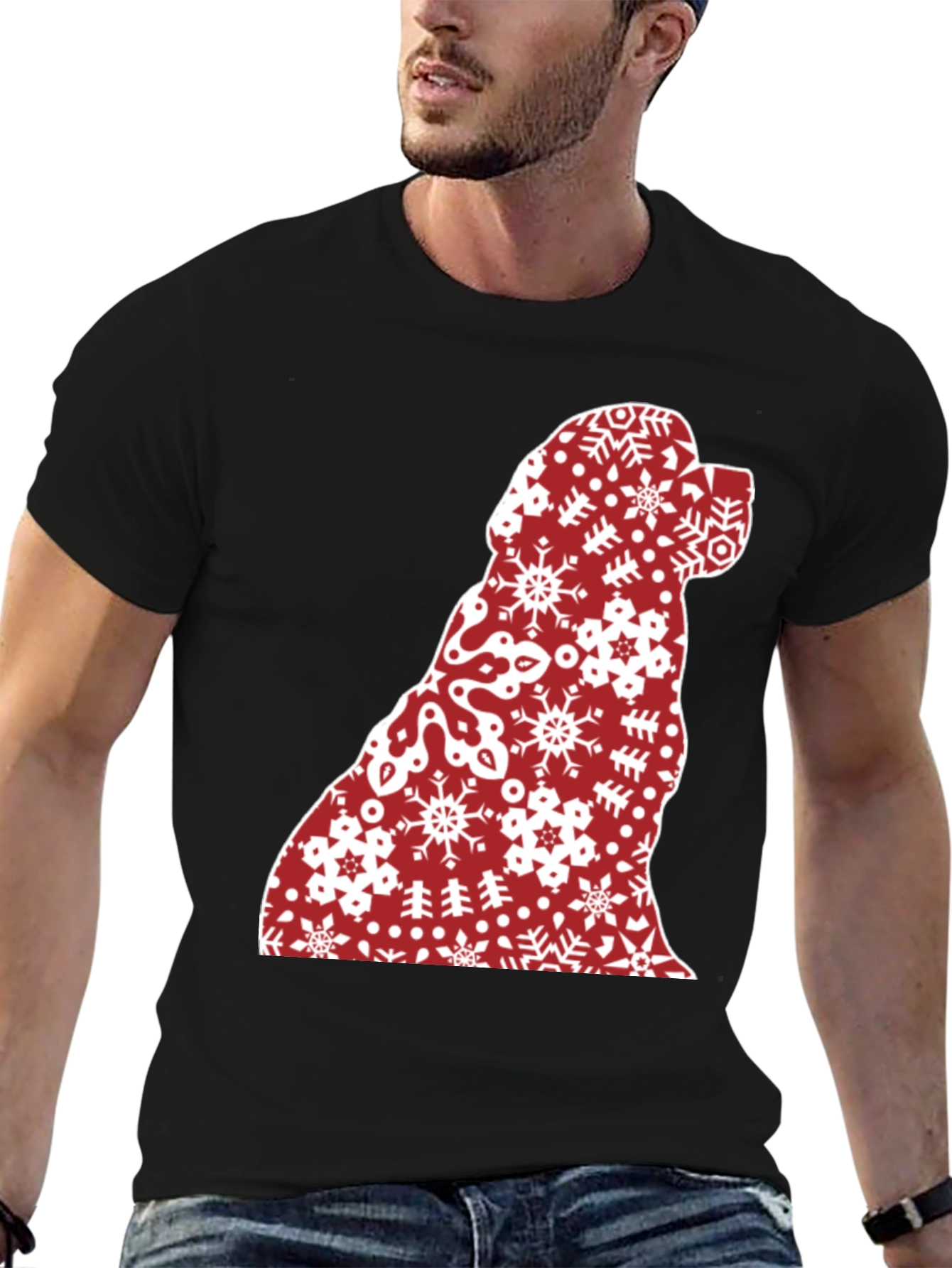 Festive Dog Silhouette Christmas T-Shirt