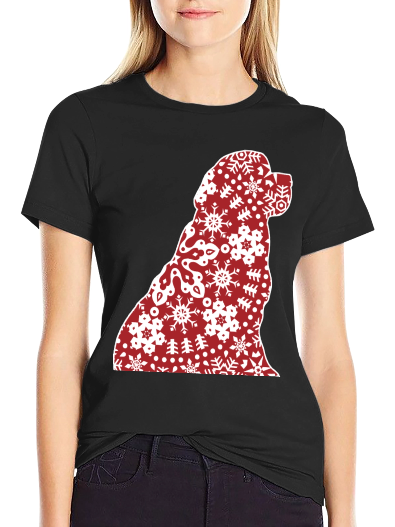 Festive Dog Silhouette Christmas T-Shirt