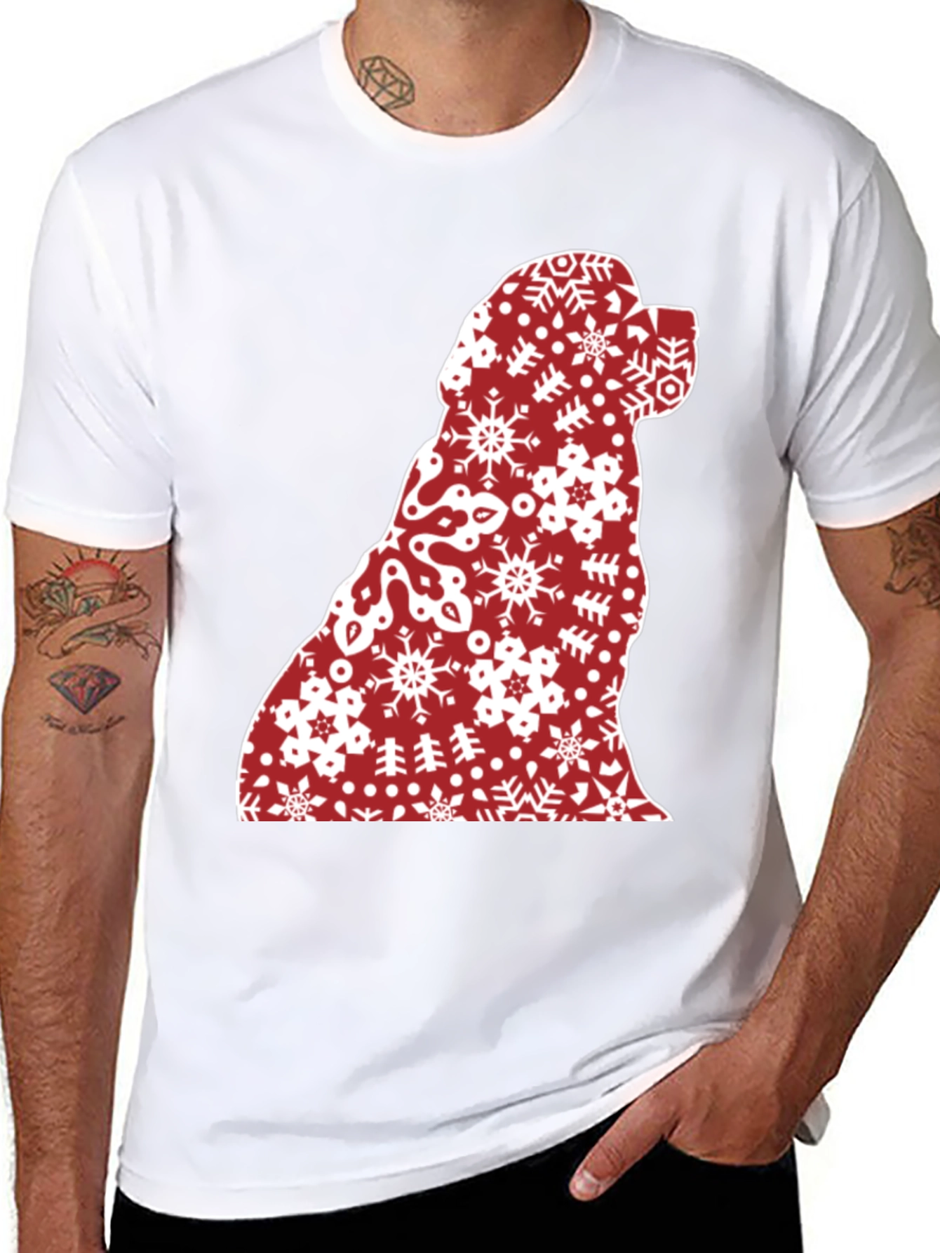 Festive Dog Silhouette Christmas T-Shirt
