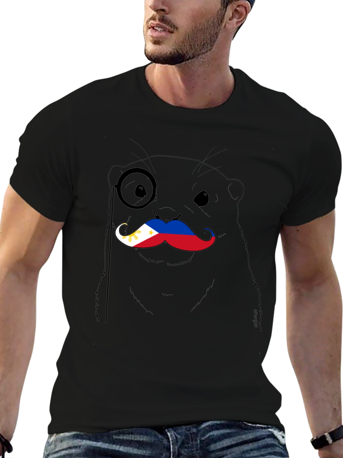 Otter with Philippines Flag Mustache T-Shirt