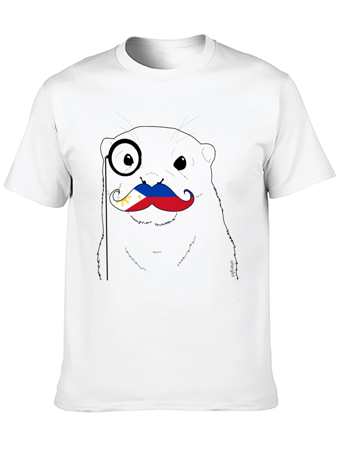 Otter with Philippines Flag Mustache T-Shirt