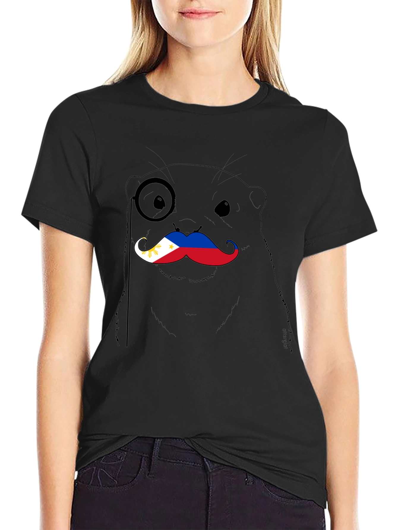 Otter with Philippines Flag Mustache T-Shirt