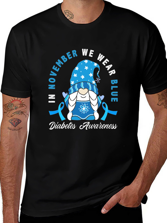 Diabetes Awareness Gnome T-Shirt - In November We Wear Blue
