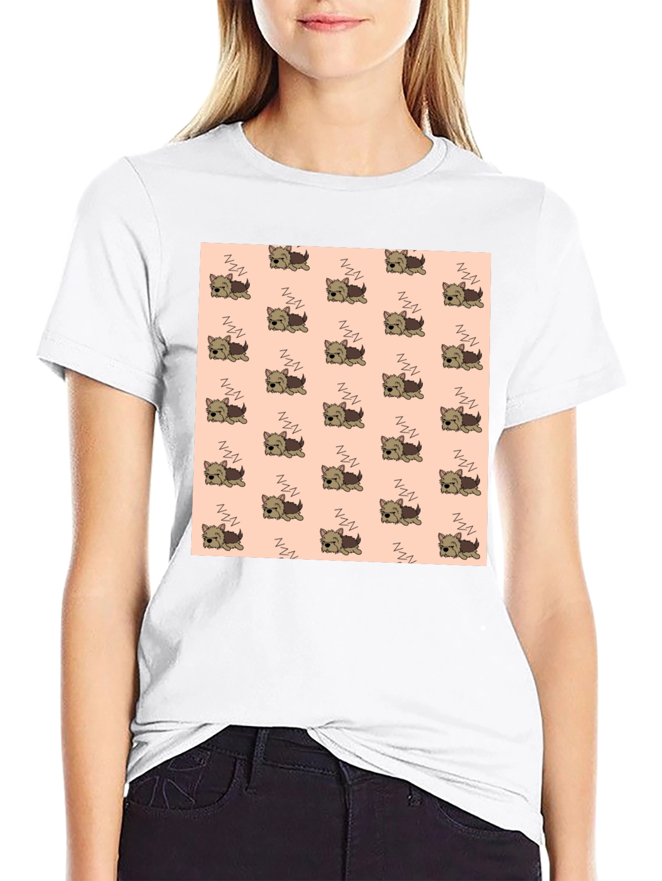 Cute Sleeping Dog Pattern Mens T-Shirt