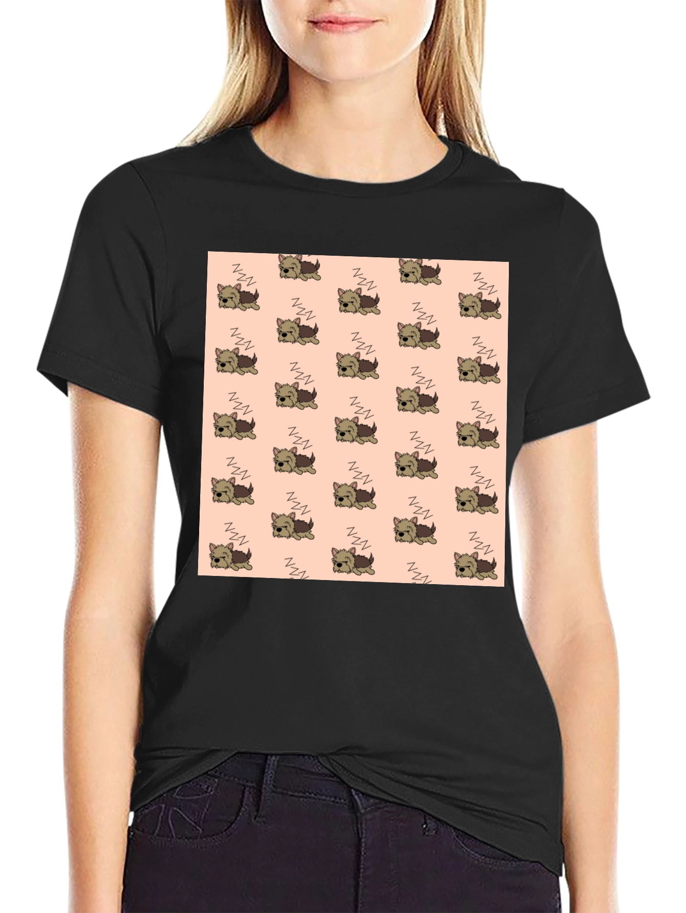 Cute Sleeping Dog Pattern Mens T-Shirt