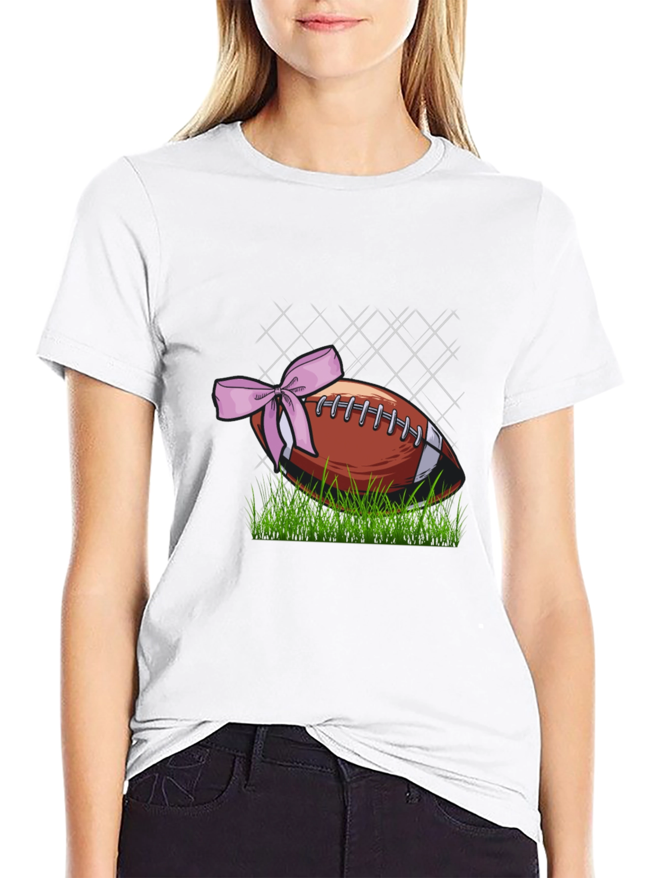 Football with Bow Graphic Tee - Mens