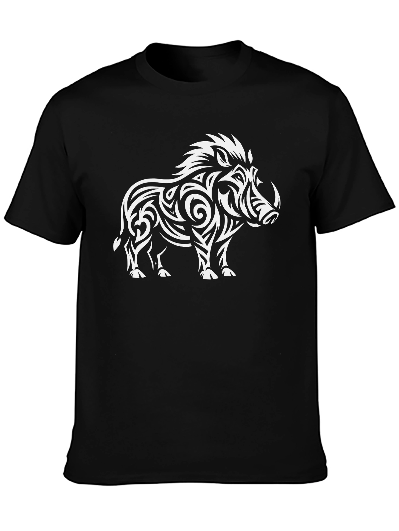 Tribal Boar Graphic Tee - Black T-Shirt