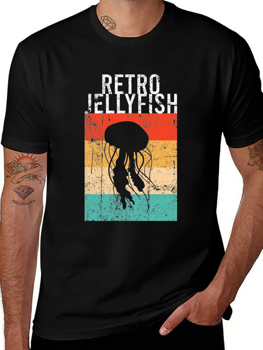Retro Jellyfish Graphic T-Shirt - Black