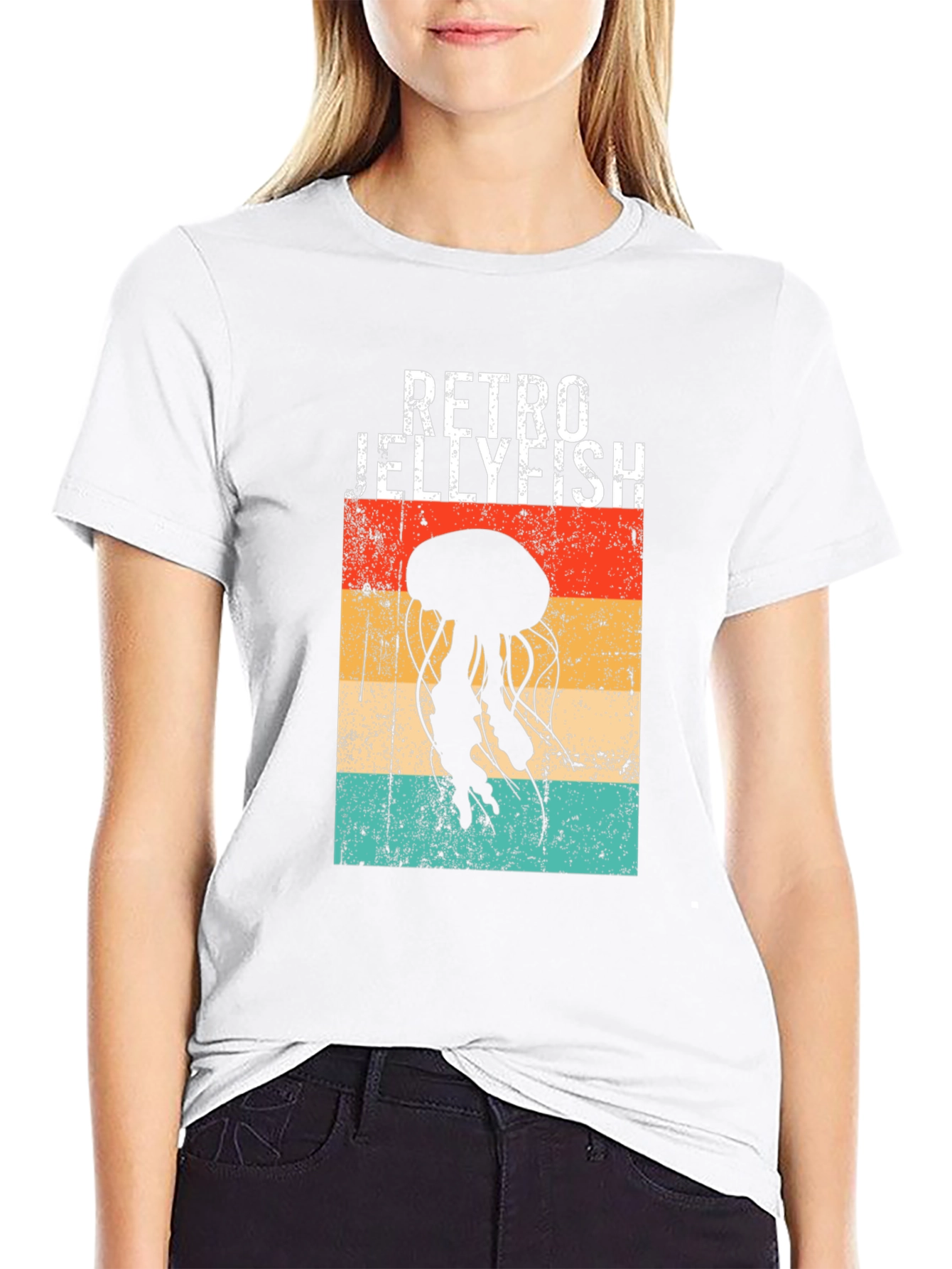 Retro Jellyfish Graphic T-Shirt - Black