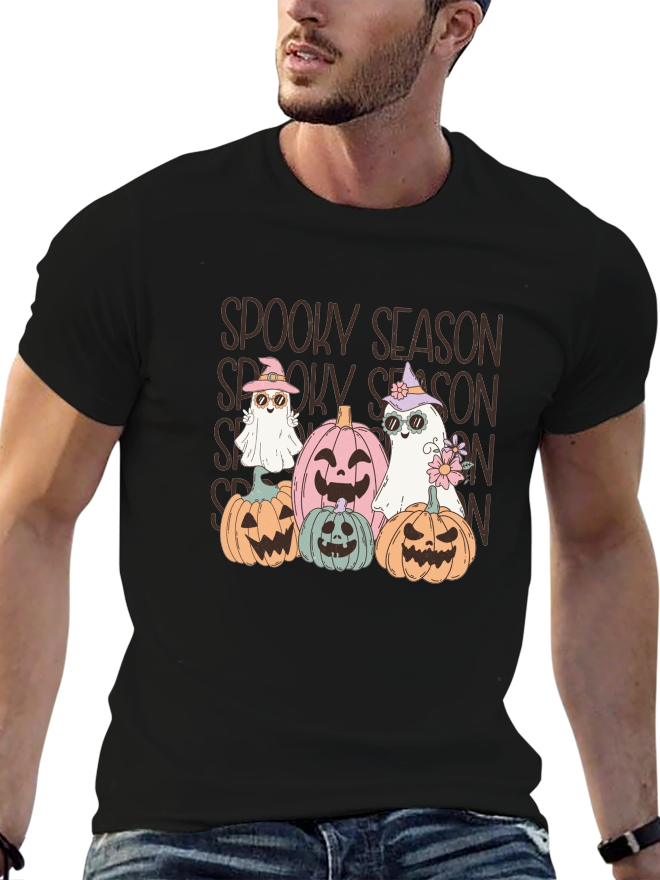 Spooky Season T-Shirt - Halloween Pumpkins and Ghosts