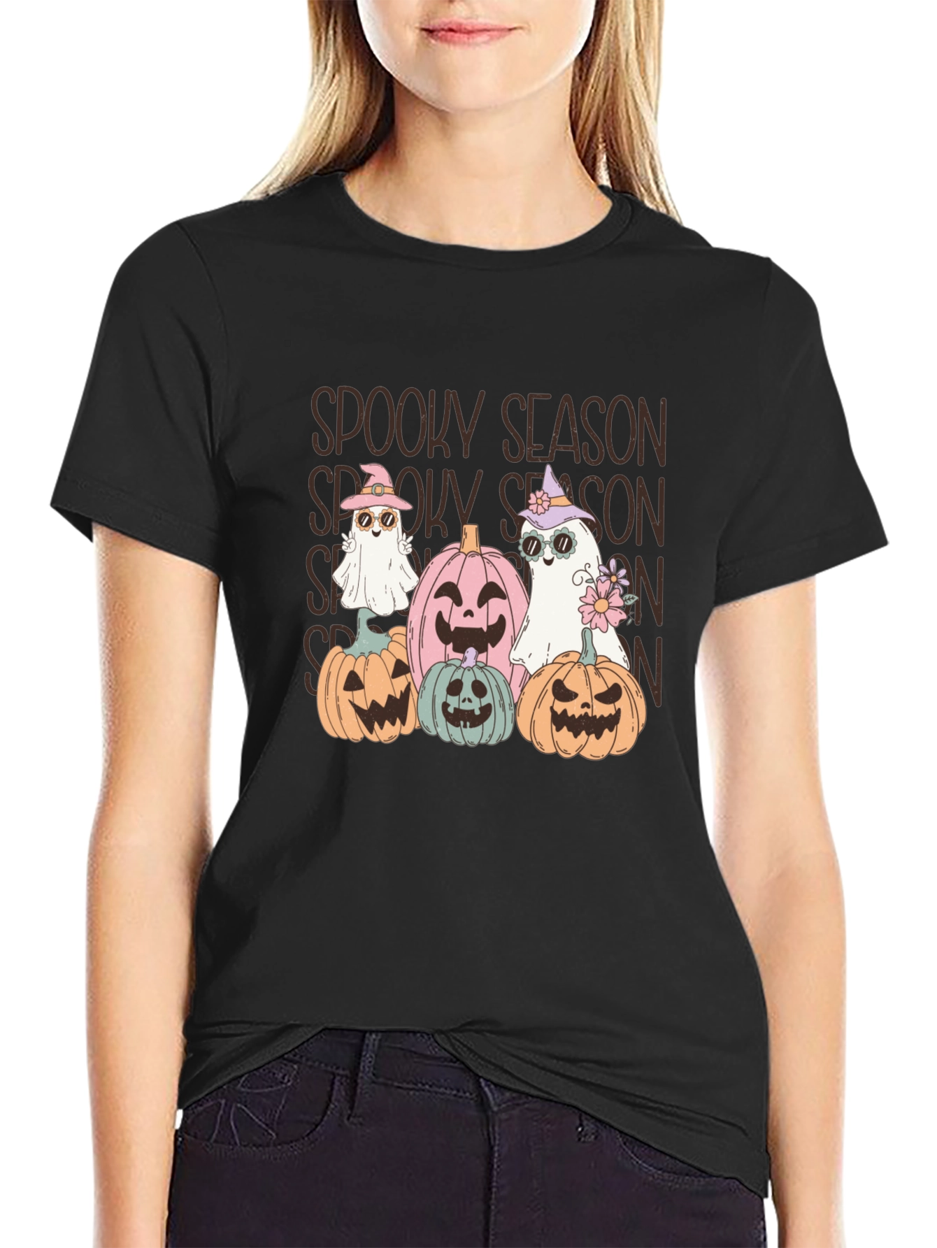 Spooky Season T-Shirt - Halloween Pumpkins and Ghosts