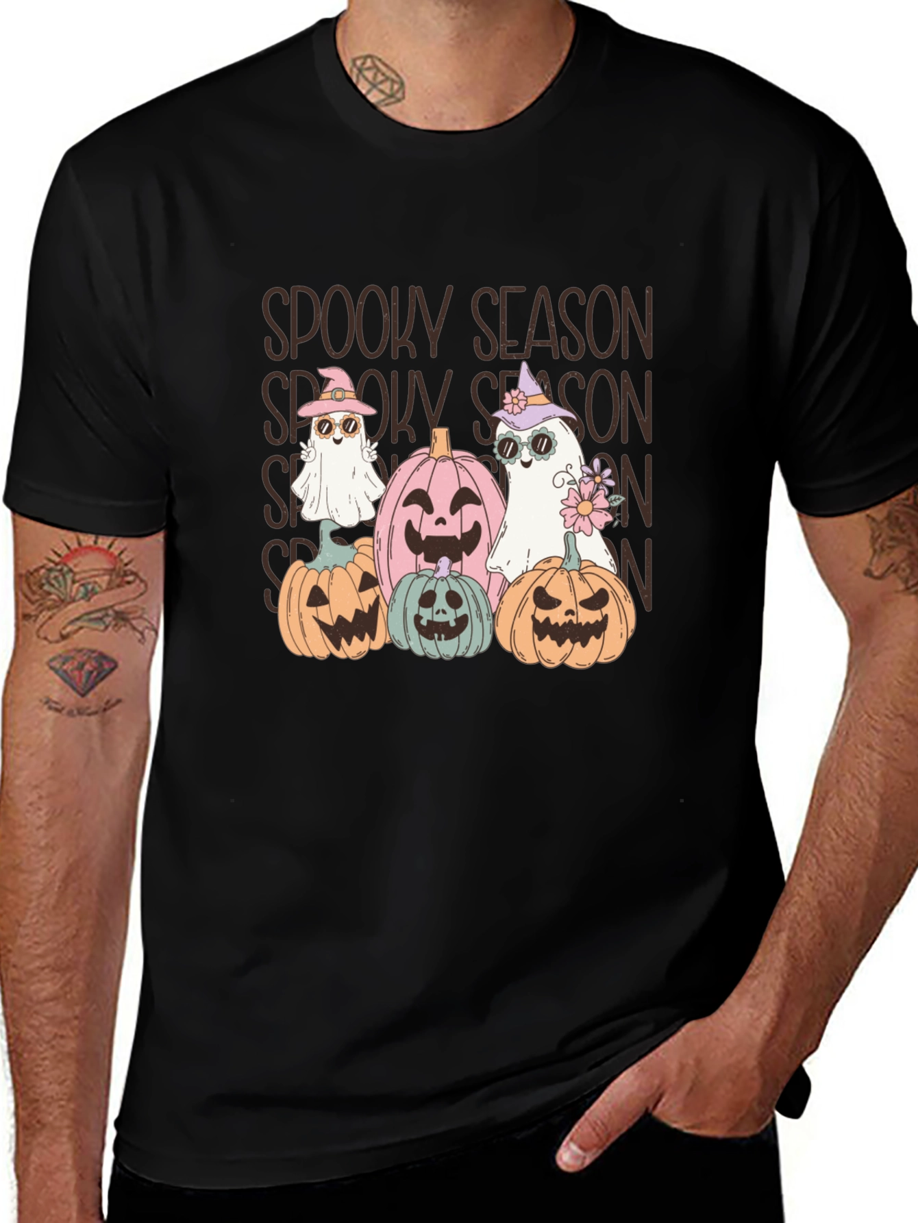 Spooky Season T-Shirt - Halloween Pumpkins and Ghosts