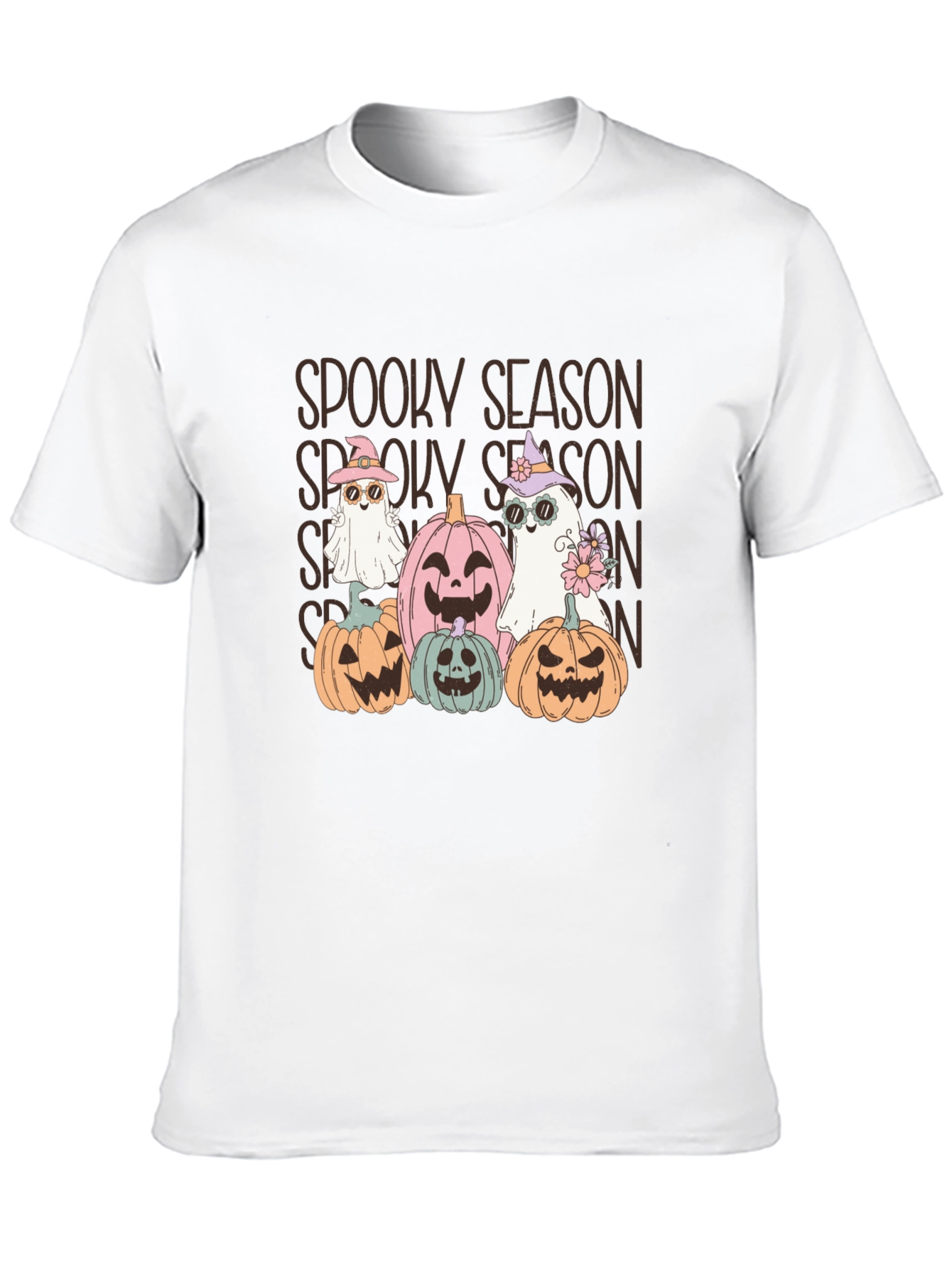 Spooky Season T-Shirt - Halloween Pumpkins and Ghosts