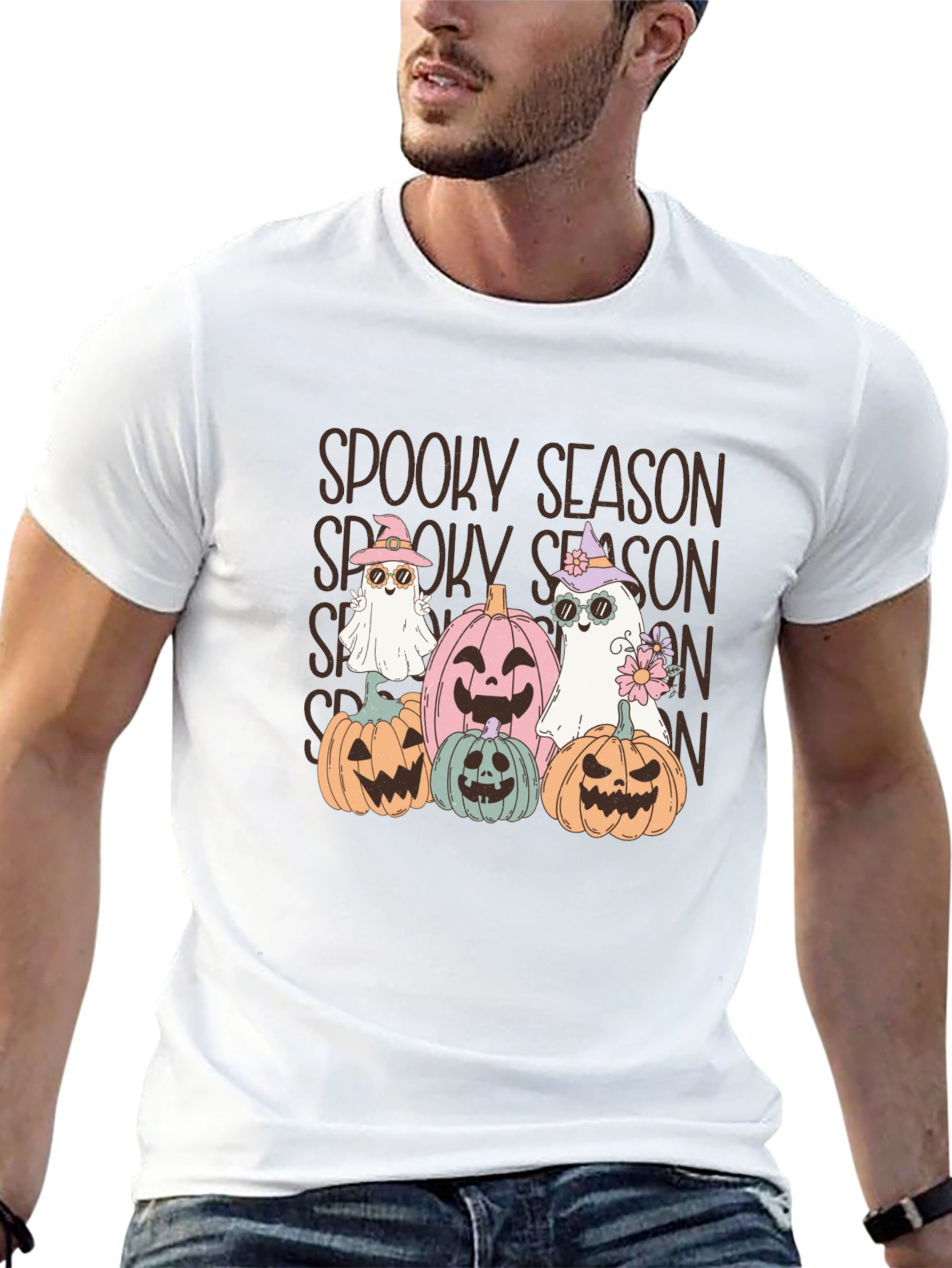 Spooky Season T-Shirt - Halloween Pumpkins and Ghosts