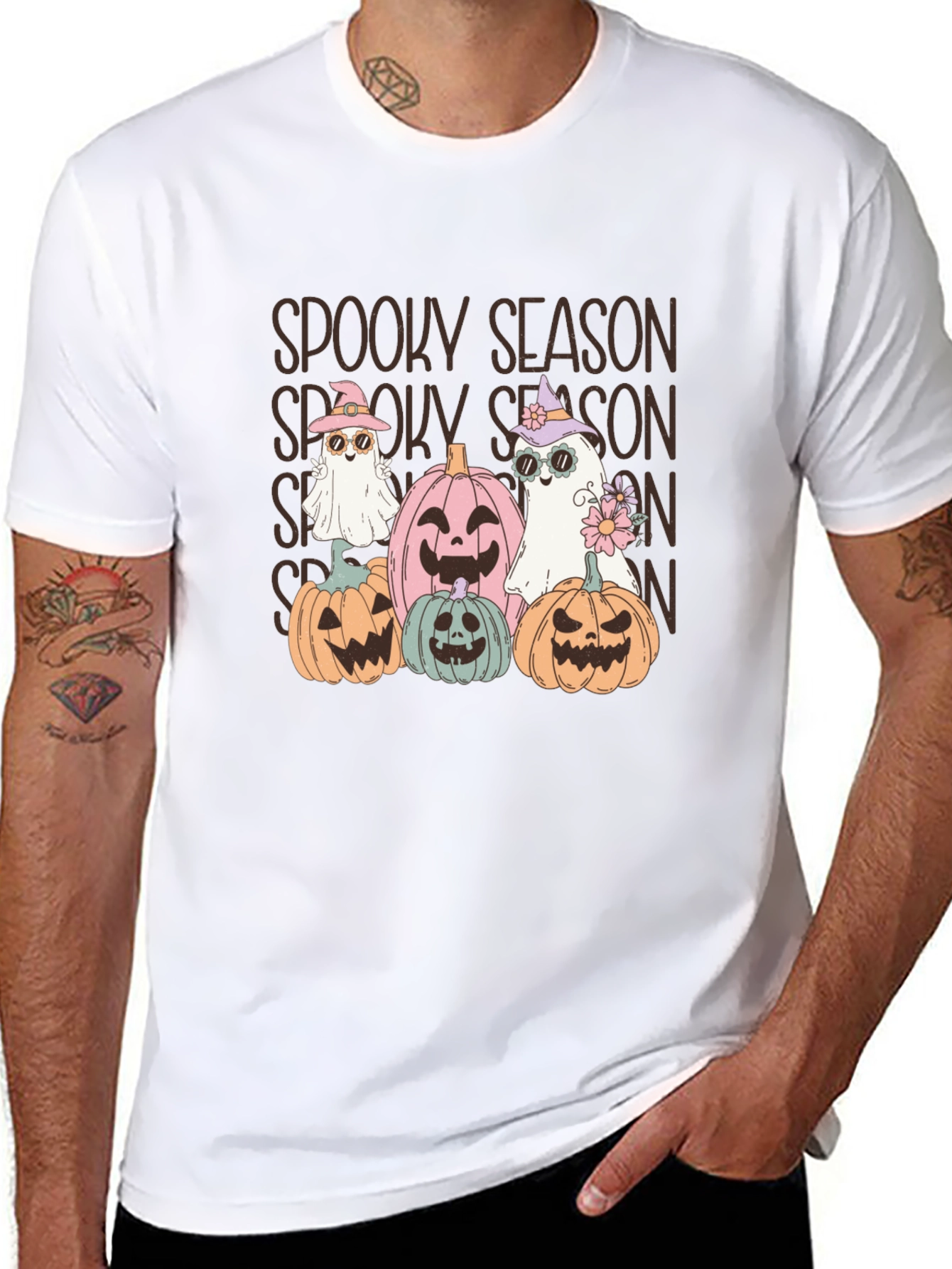 Spooky Season T-Shirt - Halloween Pumpkins and Ghosts