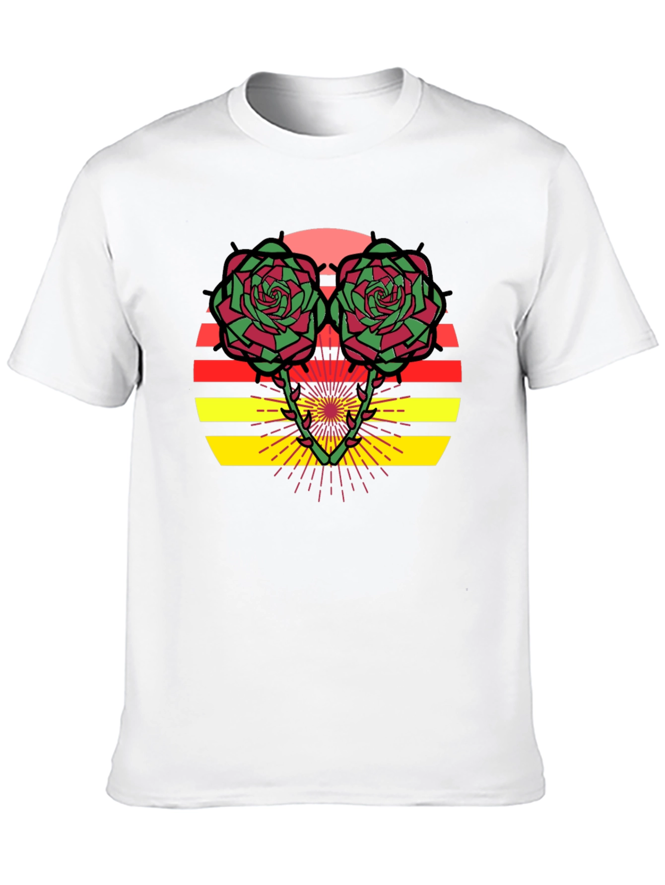 Floral Sunset Graphic Tee - Trendy Black T-Shirt