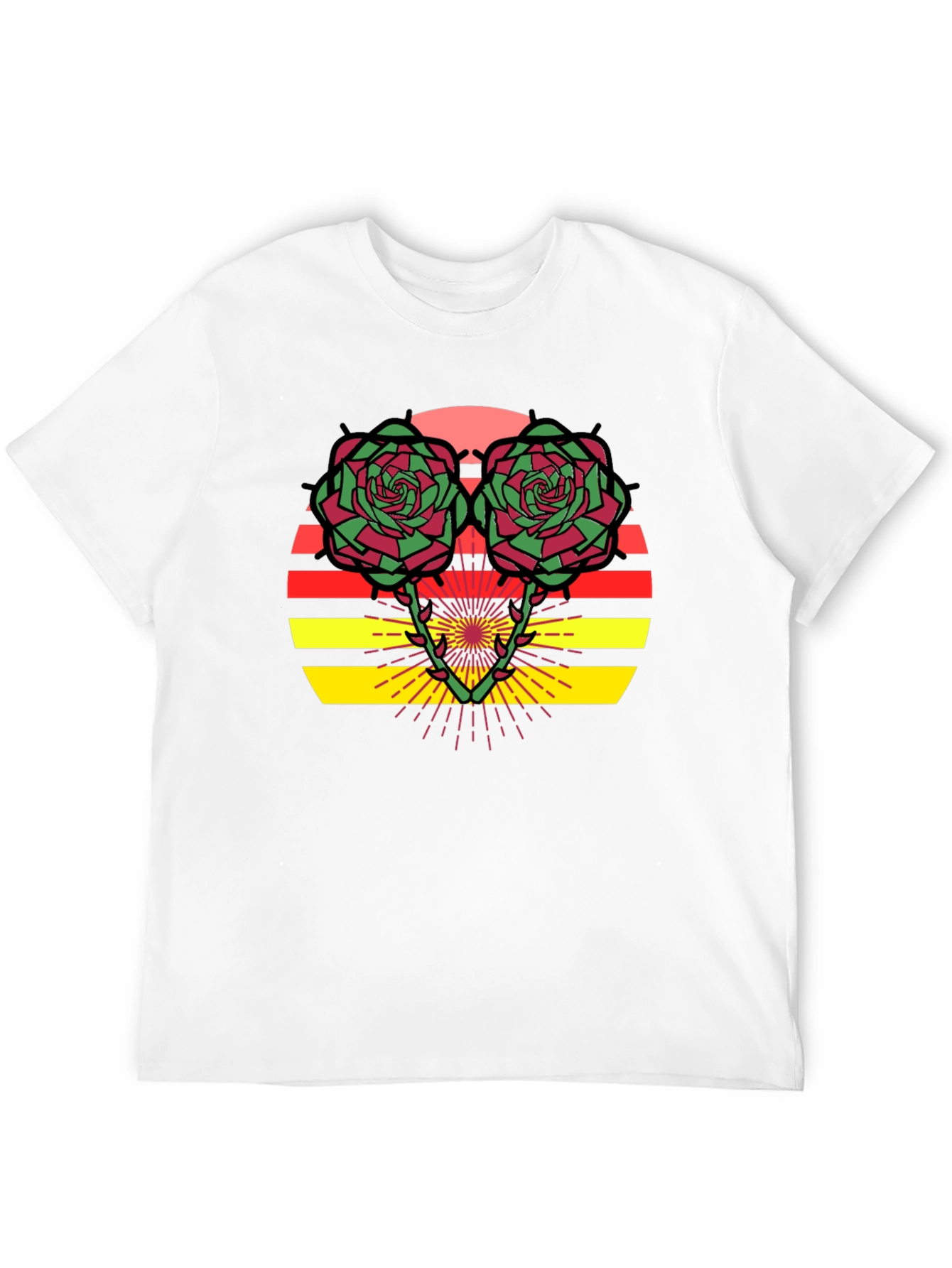 Floral Sunset Graphic Tee - Trendy Black T-Shirt