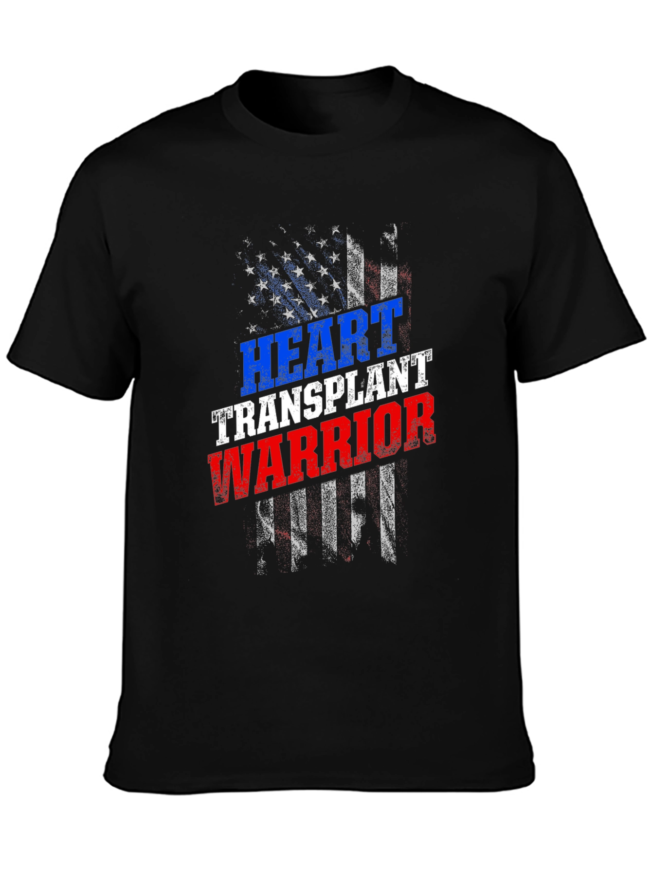 Heart Transplant Warrior USA Flag Graphic T-Shirt