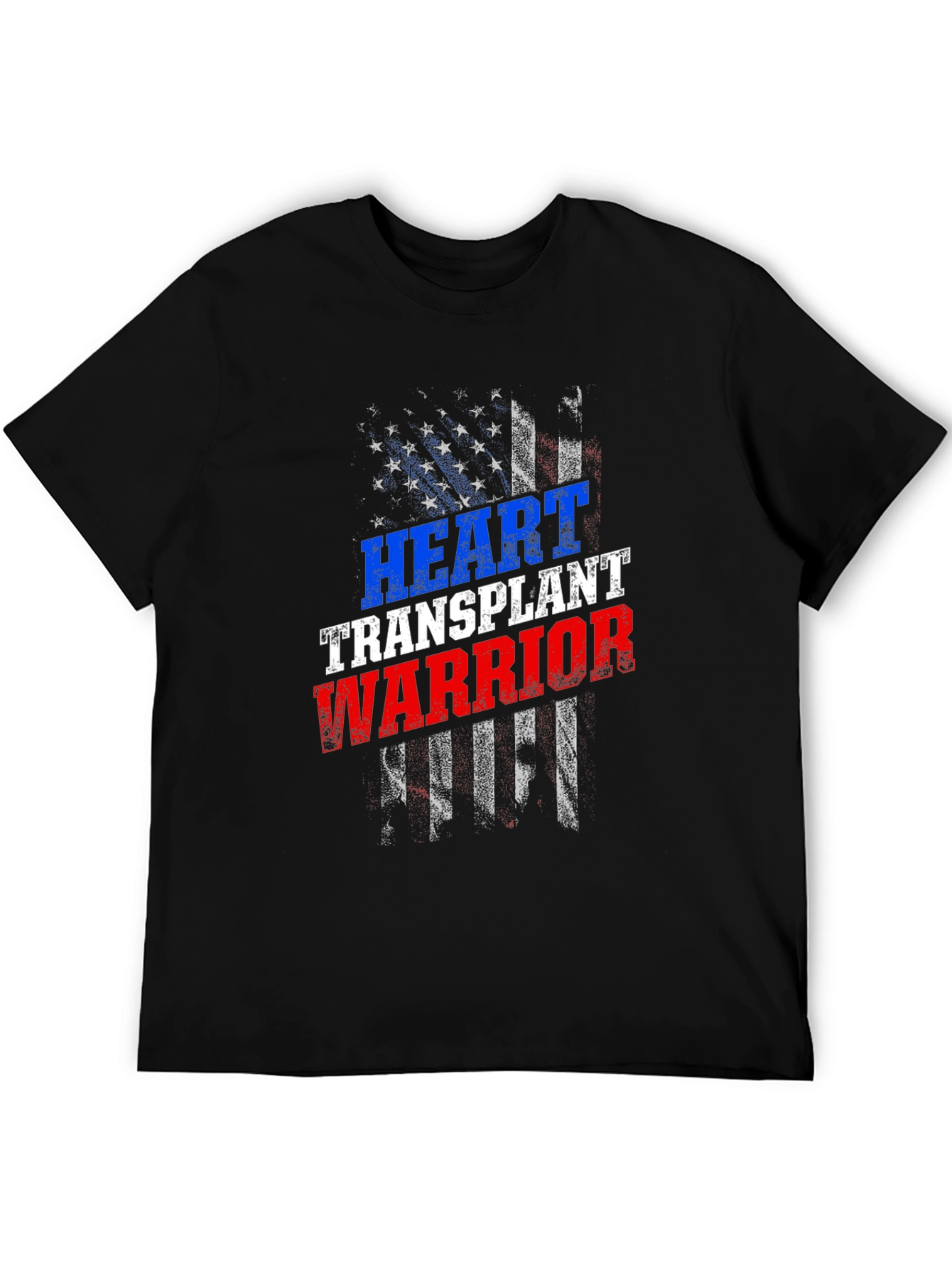 Heart Transplant Warrior USA Flag Graphic T-Shirt