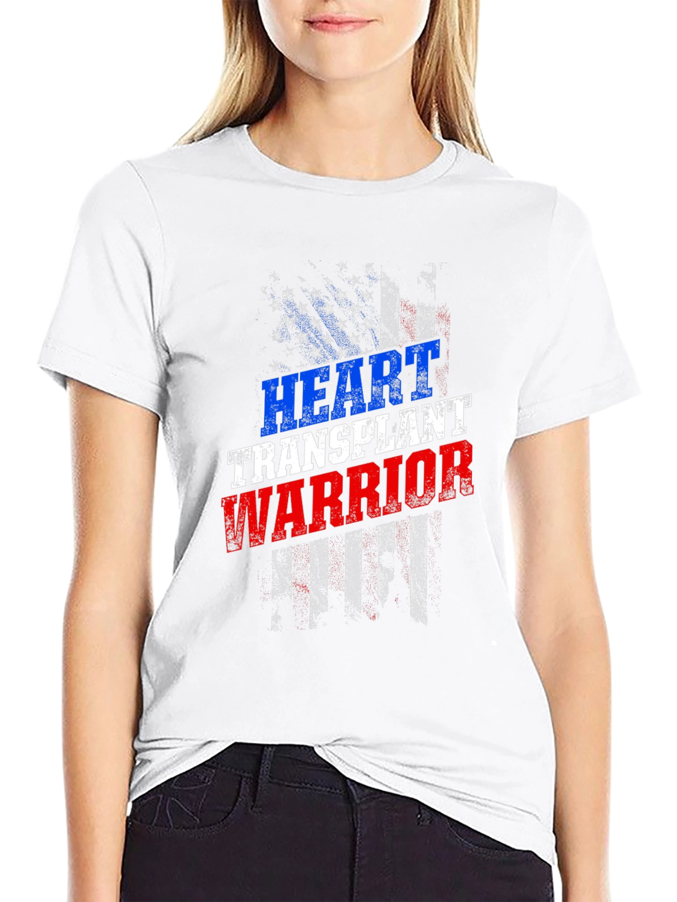 Heart Transplant Warrior USA Flag Graphic T-Shirt