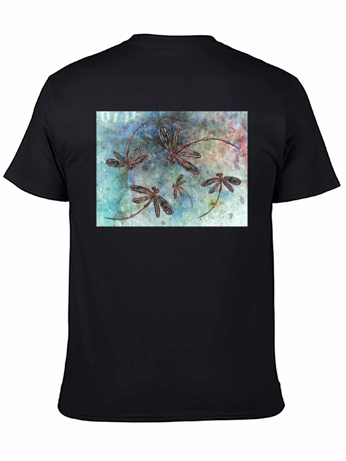 Dragonfly Graphic Print Black T-Shirt